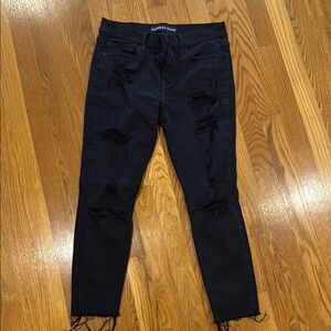 Express High-Rise Distressed Black Jeans